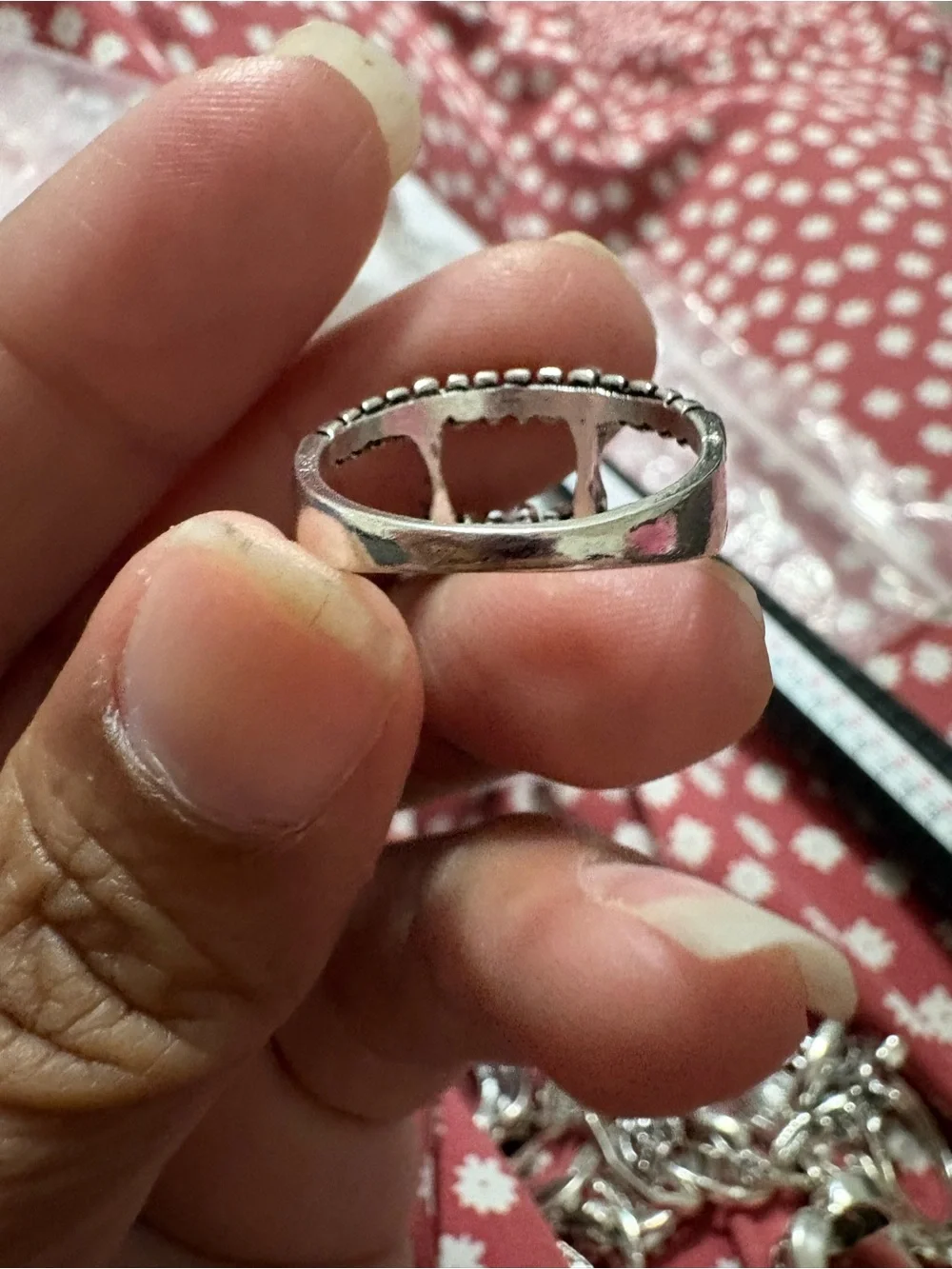Silver Textured Open Band Ring - Women's Jewelry